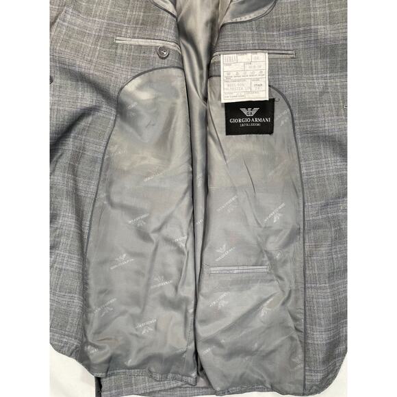 NWT Giorgio Armani Le Collezioni Gray Purple Plaid Wool Sport Coat Blazer - Picture 6 of 10